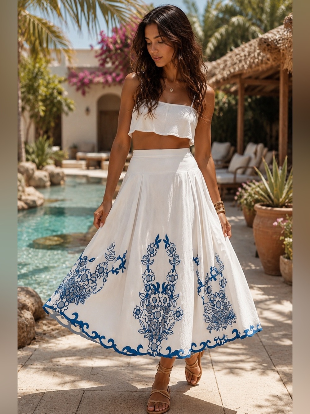Anthropologie Cotton Cutwork Midi Skirt NWT S